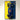 Top-down view of a detailed blue and yellow racing car model displayed in a black frame with a split yellow and dark blue background