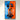 Top view of orange and blue LEGO McLaren Formula 1 car model mounted on blue and orange background