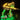 Illuminated LEGO model of AT-TE walker with glowing yellow and green lights on black background