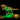 Illuminated robotic dinosaur figure glowing green and yellow on black background