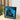 Framed display of blue LEGO Lamborghini Sian model on table with blurred background