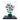 Purple LEGO flower bonsai in blue pot displayed inside clear glass case on black base