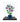 Purple LEGO flower bonsai in blue pot displayed inside clear glass case on black base