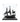 Black LEGO pirate ship model with tattered sails and Jolly Roger flag in clear display case