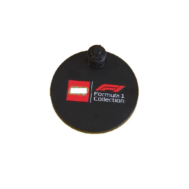 Black round Formula 1 Collection display stand base with F1 logo and red square branding