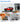 Red LEGO model car in a clear dustproof display case on a desk with plant and calendar