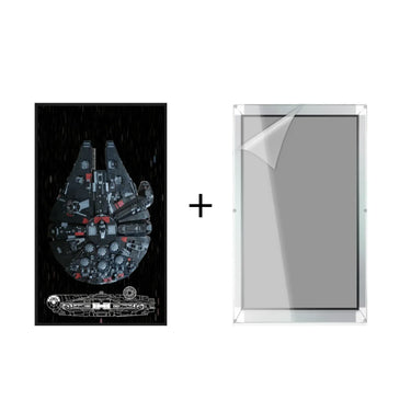 Star Wars Millennium Falcon blueprint poster with clear protective acrylic frame