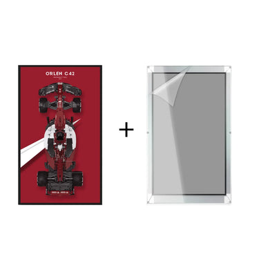 Top view red Alfa Romeo ORLEN C42 Formula 1 race car poster with acrylic frame
