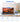 Clear acrylic display box measuring 72x35x39 cm with scenic sunset harbor image and nearby decor