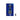 Top view of blue and white remote-controlled racing car model on blue background with remote control
