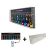 F1 Speed Champions LEGO display case with racing car models, track layouts, LED light remote, and clear protective cover