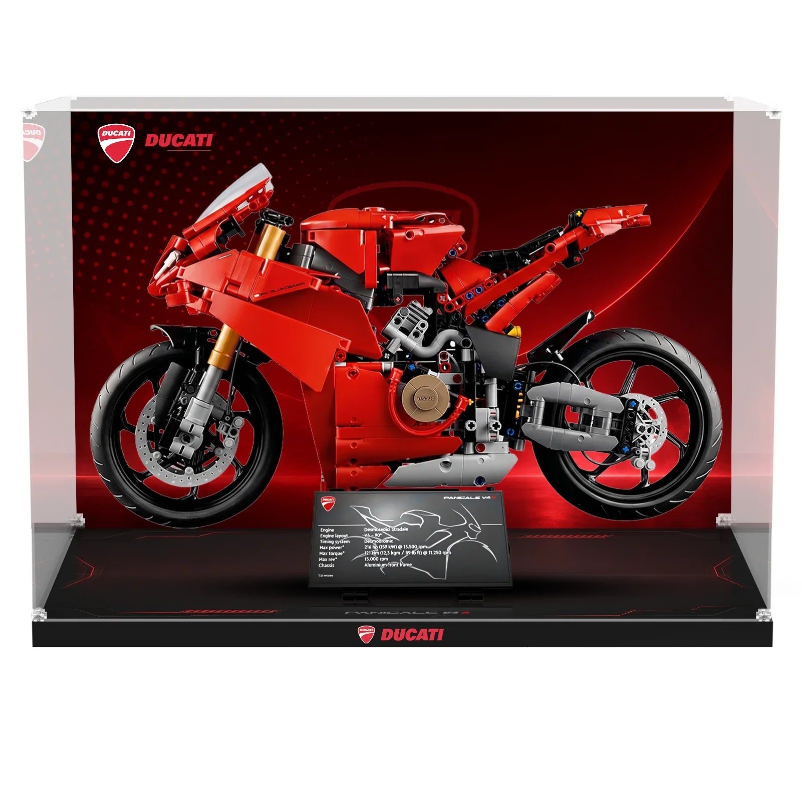 Display Case Set for LEGO® Technic™  BMW M 1000 RR (42130), Ducati Panigale V4 S Motorcycle (42202), Yamaha MT-10 SP (42159)