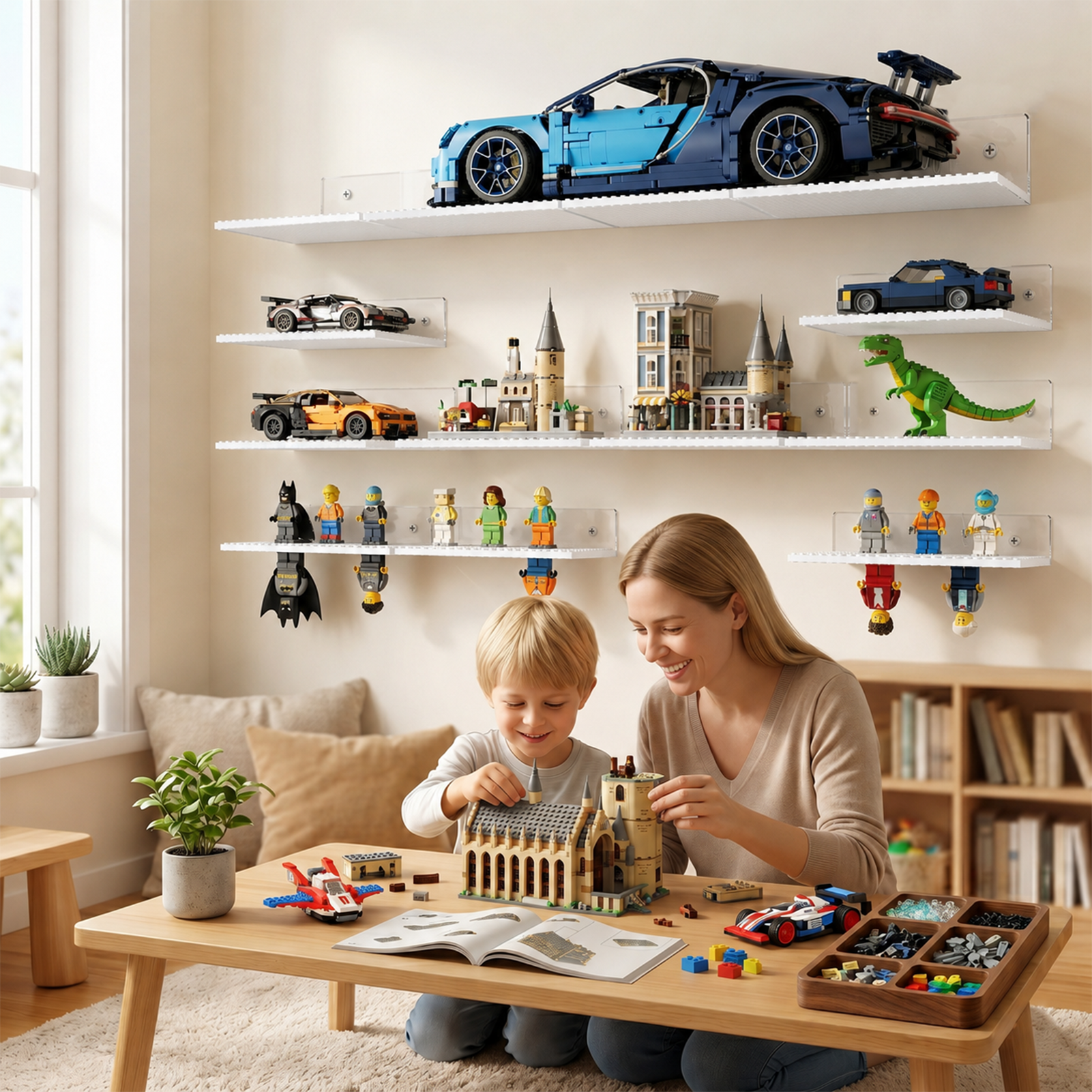 Floating Wall Shelves for Building Bricks - 6-Pack Display Set
