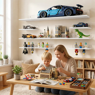 Schwebende Wandregale für Bausteine – 6er-Pack Ausstellungssatz