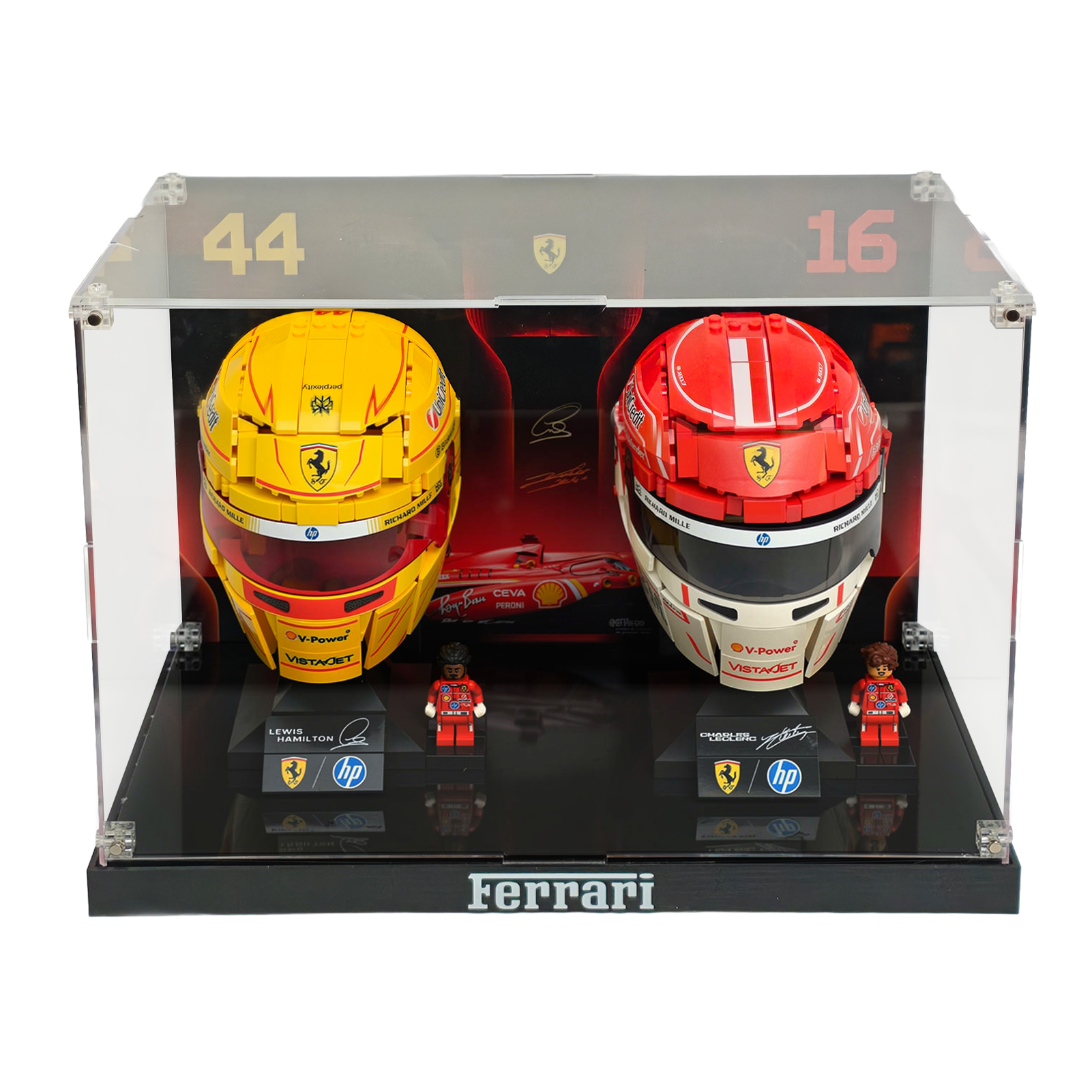 Acrylic Display Case for LEGO® Ferrari Charles Leclerc & Lewis Hamilton F1 Helmets 43014/43022