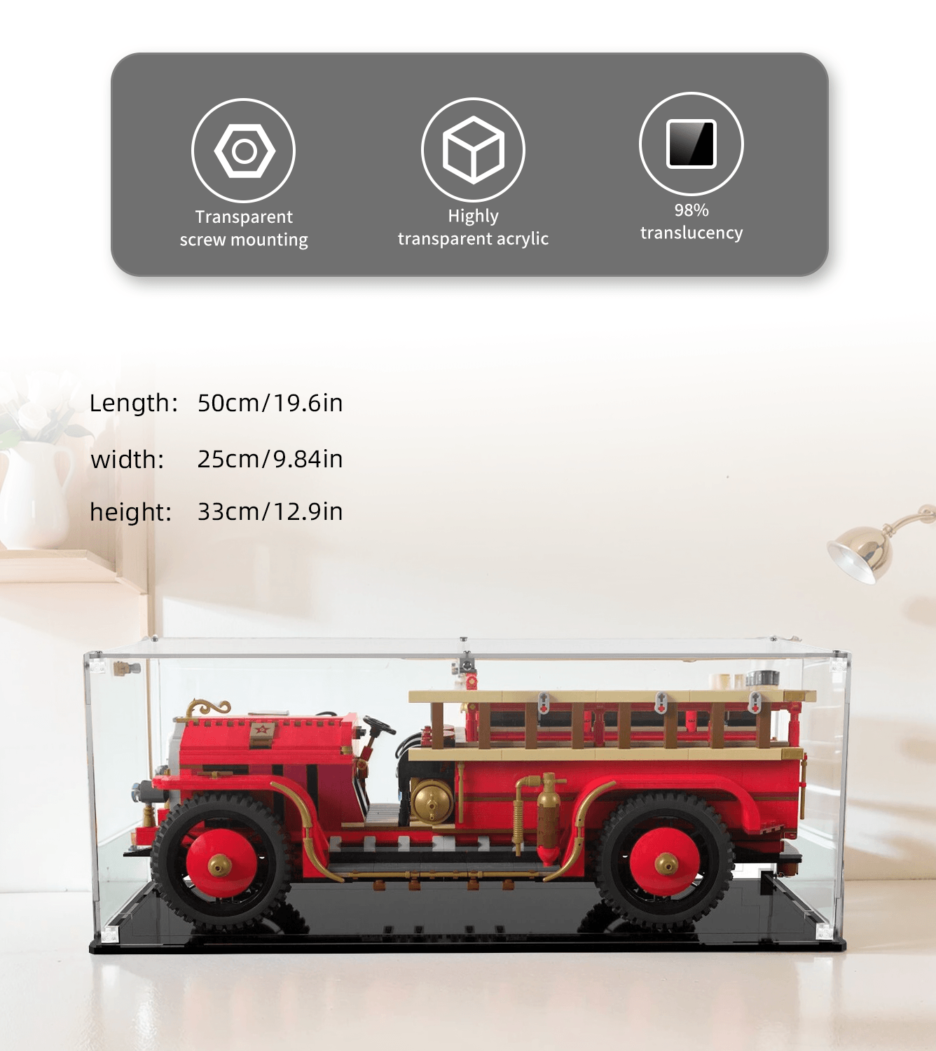 Display Case for Lego Bricklink Antique Fire Engine BL 19002