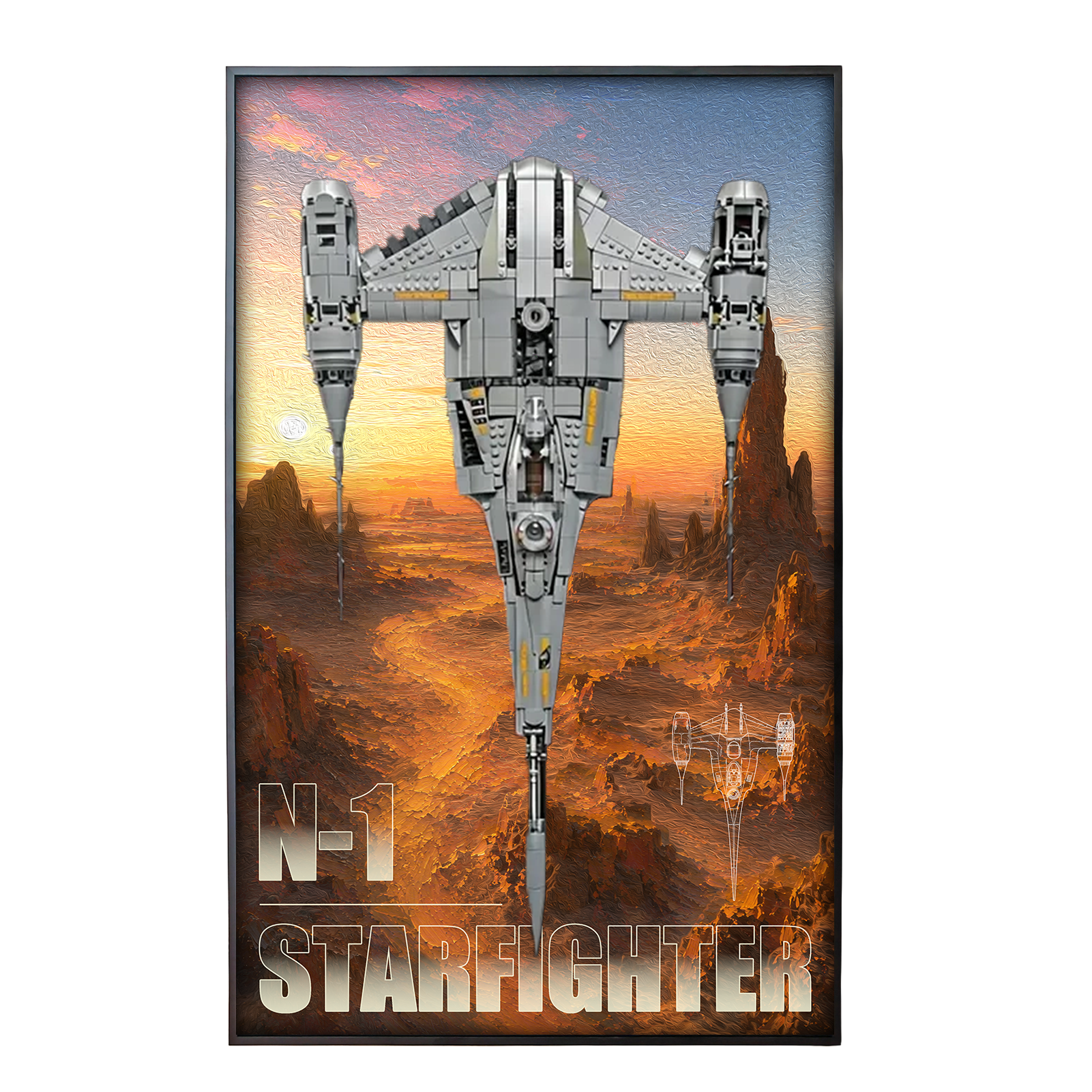 Wall Display Frame for LEGO Star Wars™  The Mandalorian's N-1 Starfighter™ 75442