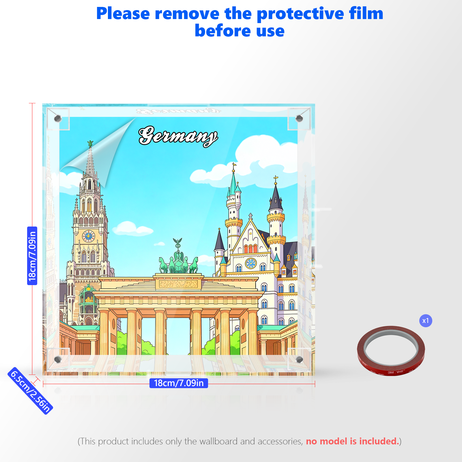 Display Frame for LEGO Germany Postcard Integrated Acrylic 40954 – 3D Wall Art & Desk Showcase