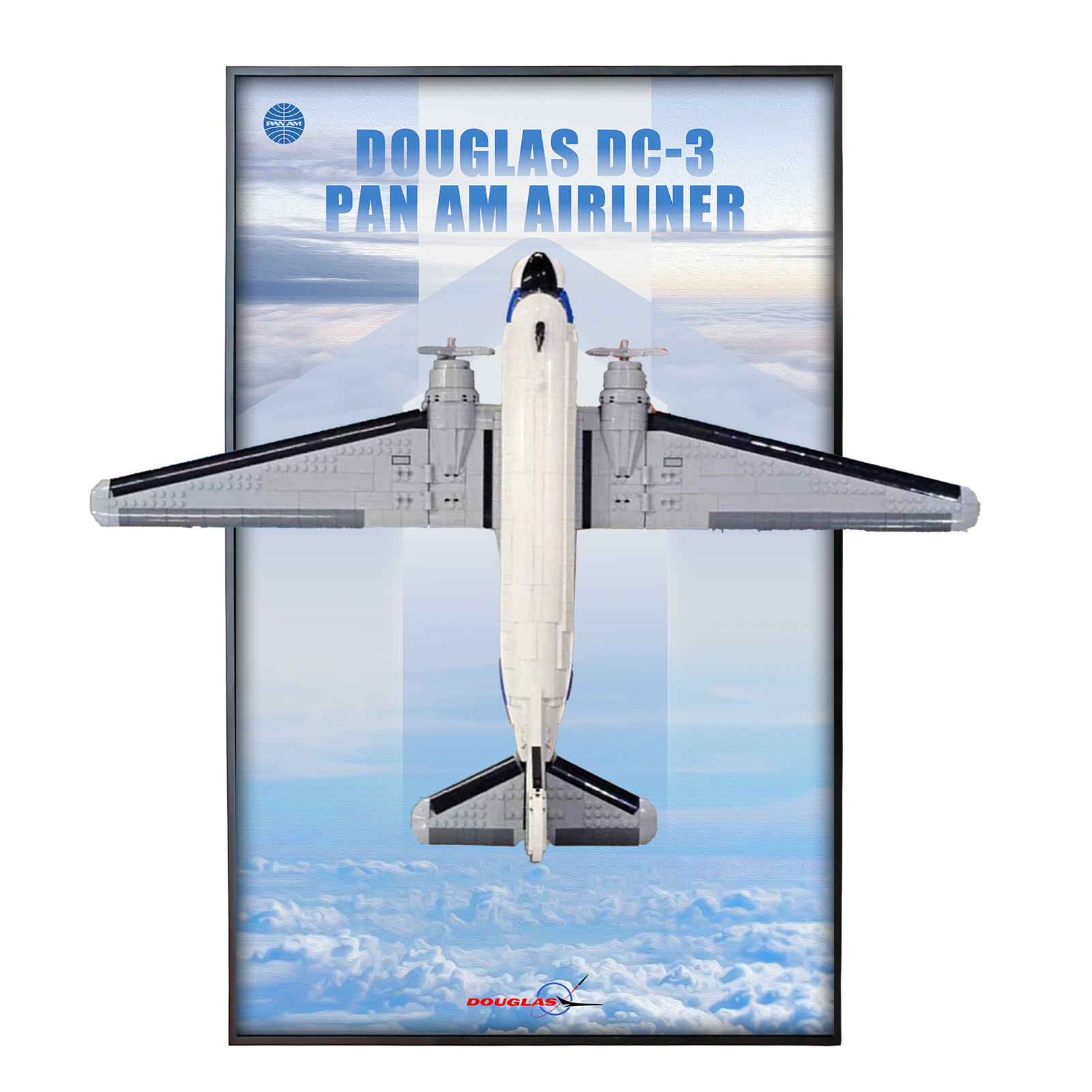 Wall Display Frame for LEGO LEGO® Icons Douglas™ DC-3™ PAN AM® Airliner 11378