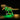 Illuminated robotic dinosaur figure glowing green and yellow on black background