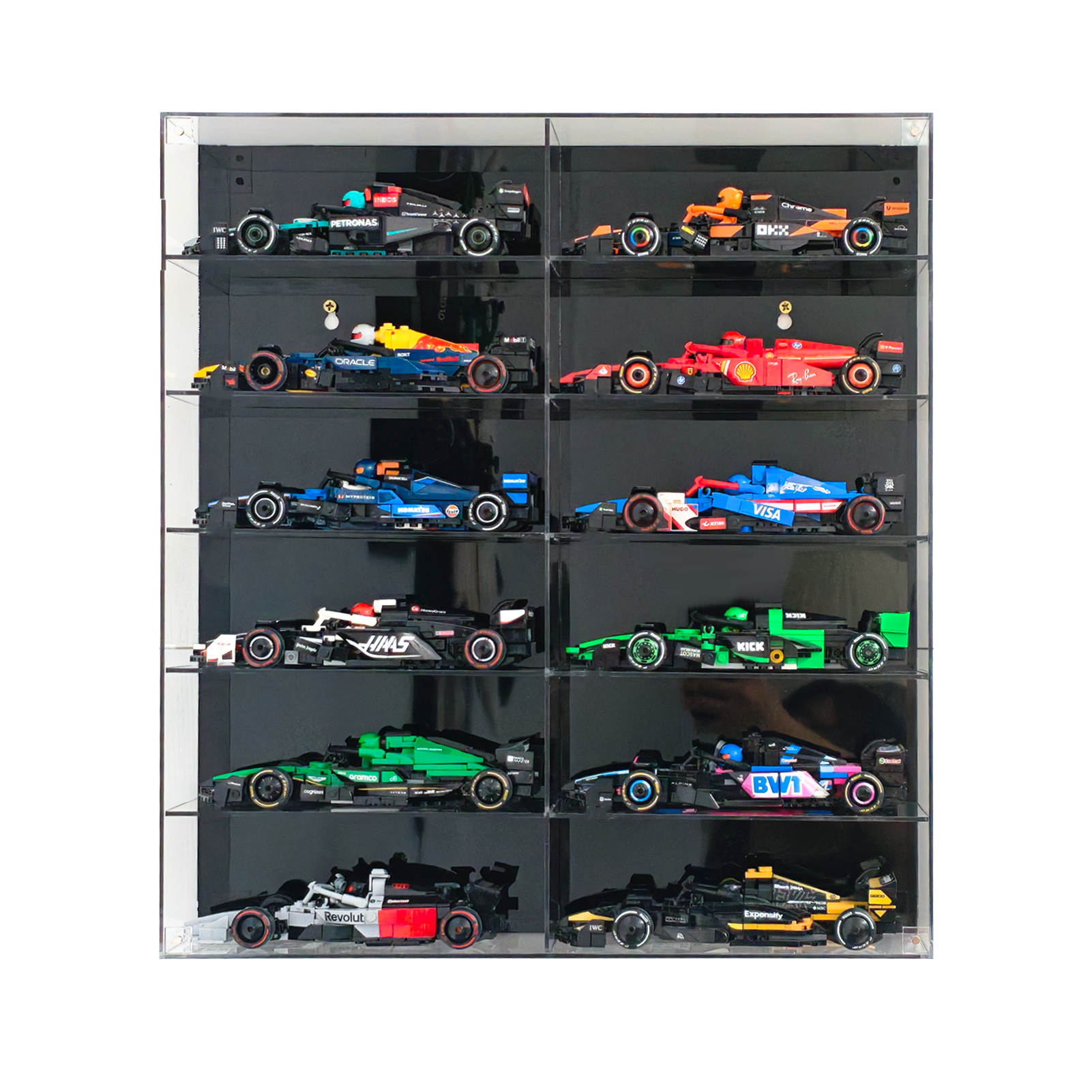 6-Tier Acrylic Display Case for LEGO Speed Champion F1 series Full Collection| Holds 12 Cars