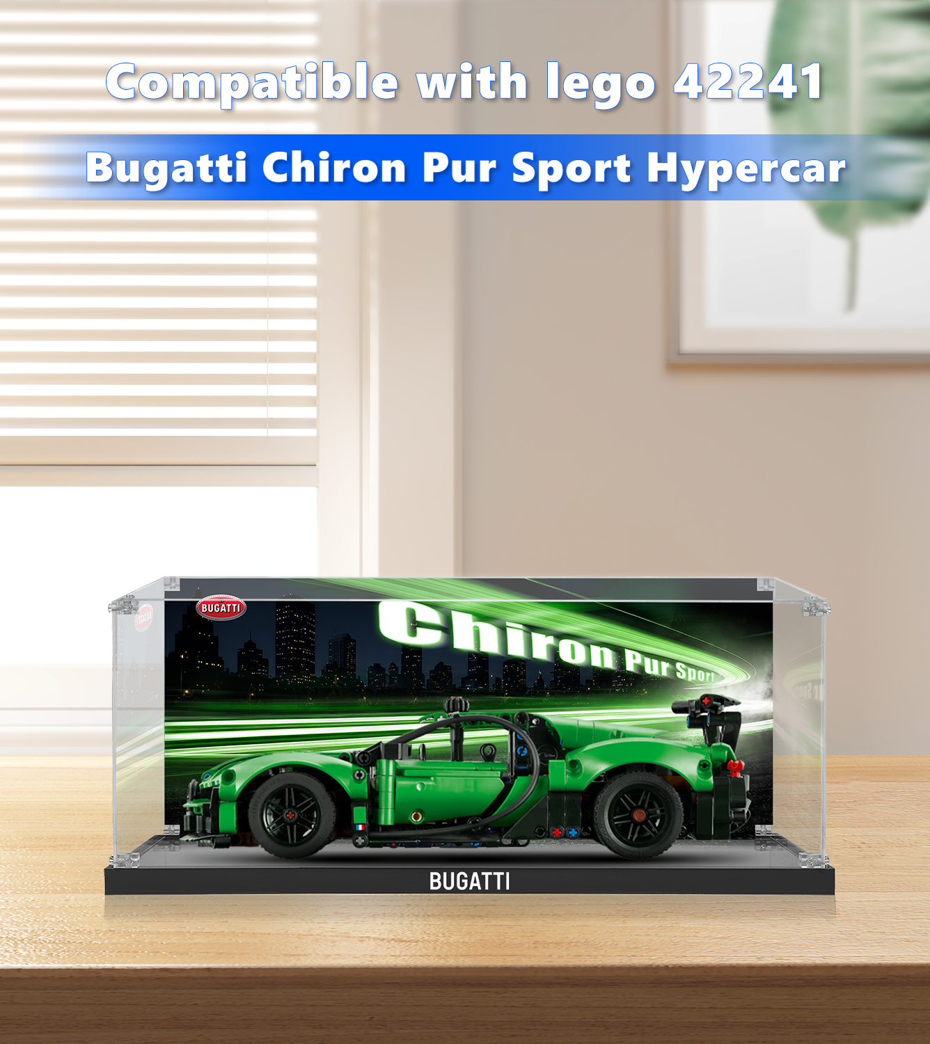 Display Case for LEGO® Technic™ Green Bugatti Chiron Pur Sport 42241