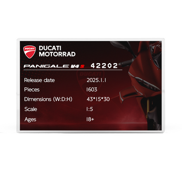 Displaycase voor LEGO Technic™ Ducati Panigale V4 S Motorfiets 42202