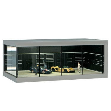 Acrylic display case for 1: 64 scale diecast car models, garage scene model with built-in LED lights.