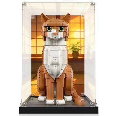 Ensiluokkainen vitriini, joka on yhteensopiva LEGO Ideas Oranssin kissan 21376 kanssa