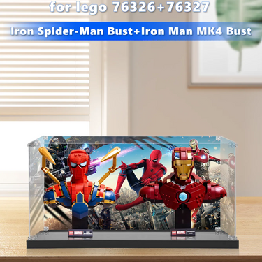 Display case for LEGO® Marvel Spider-Man 76326 + Iron Man 76327 - ICUANUTY