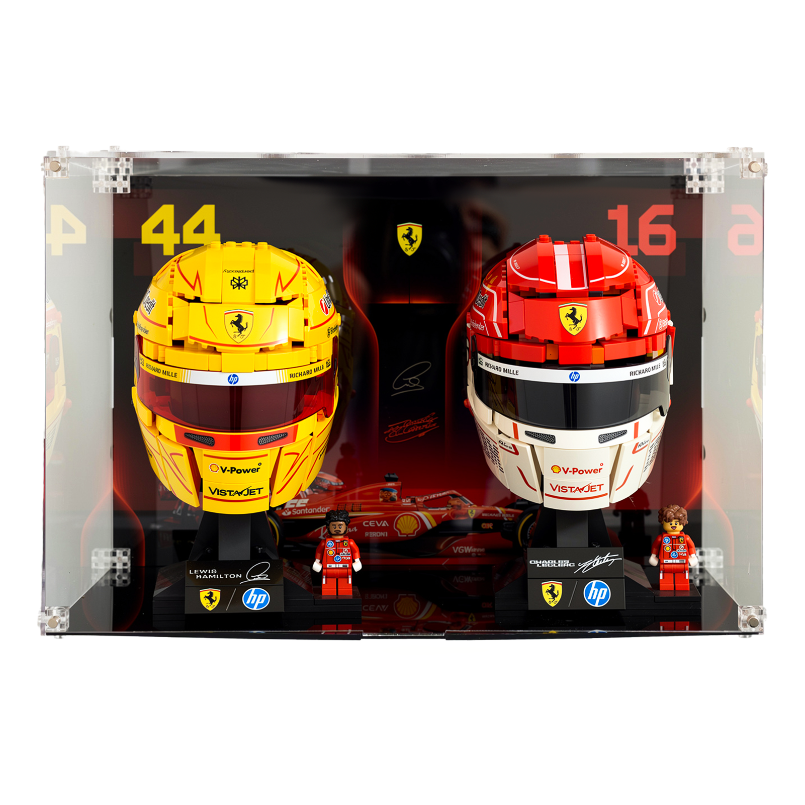 Acrylic Display Case for LEGO® Ferrari Charles Leclerc & Lewis Hamilton F1 Helmets 43014/43022
