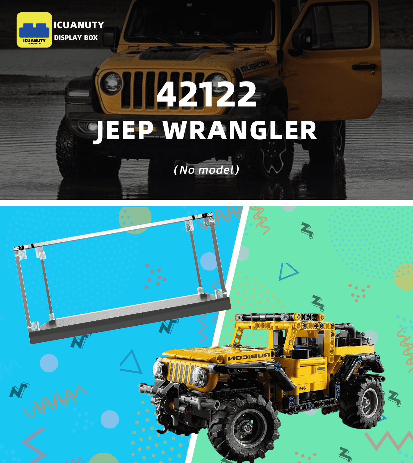 Display Case for LEGO Technic Jeep Wrangler 42122 ICUANUTY