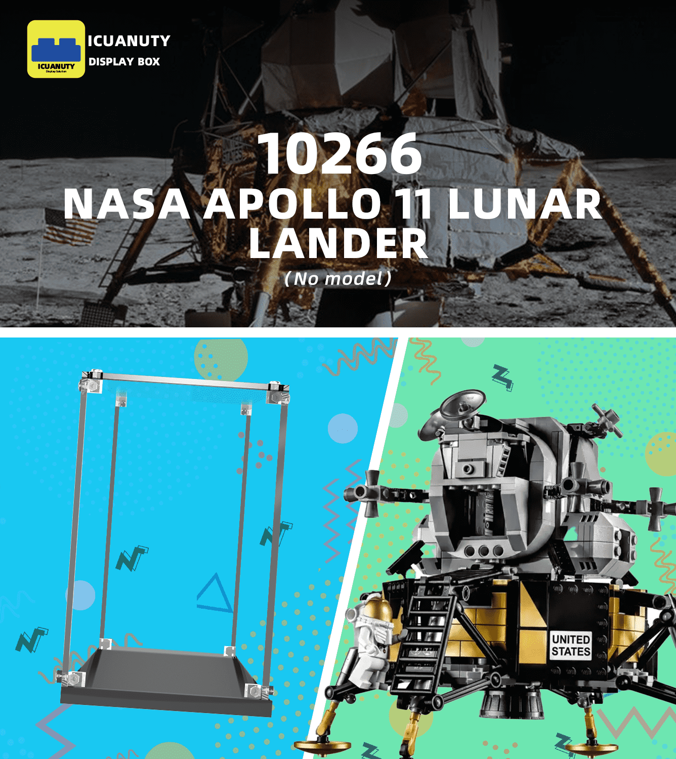 Display Case For Lego NASA Apollo 11 Lunar 10266 – ICUANUTY