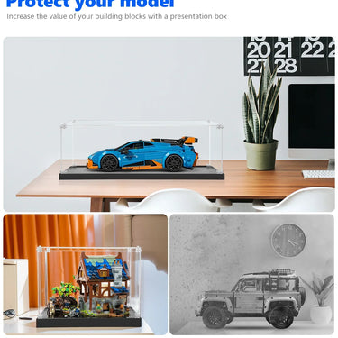 Display Case for LEGO® Speed Champions Lamborghini Revuelto & Huracán STO 77238 (Blue) - ICUANUTY