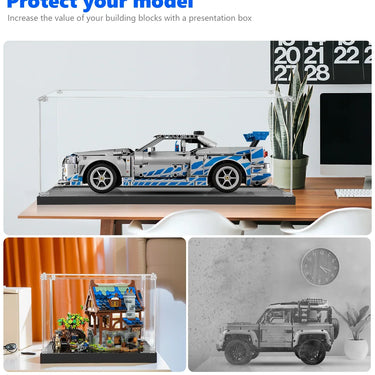 Display case for LEGO® Technic™ 2 Fast 2 Furious Nissan Skyline GT-R (R34) Car (1:12 Scale) 42210 - ICUANUTY
