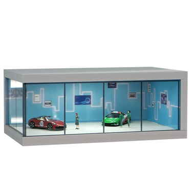 Acrylic display case for 1: 64 scale diecast car models, garage scene model with built-in LED lights.