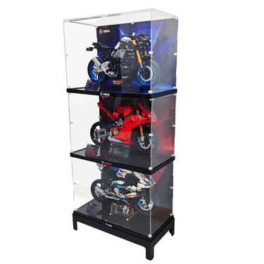 Display Case Set for LEGO® Technic™  BMW M 1000 RR (42130), Ducati Panigale V4 S Motorcycle (42202), Yamaha MT-10 SP (42159)