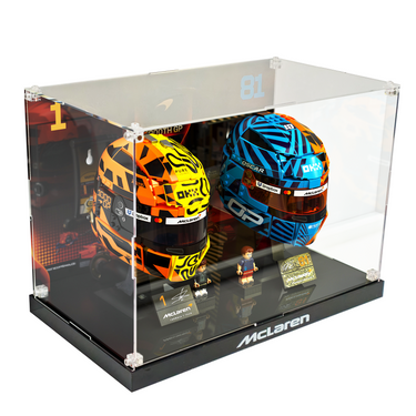 Vitrina de acrílico para los cascos de F1 de Oscar Piastri y Lando Norris de LEGO® McLaren 43017/43023