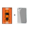 Orange LEGO Porsche GT3 RS car model on orange background with GT3 RS text and acrylic display case