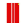 Red door with three vertical white racing stripes, Ferrari logo, and SP3 text