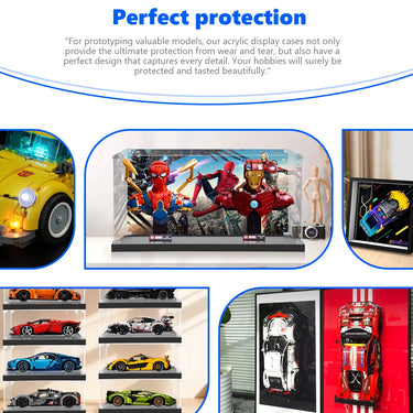 Display case for LEGO® Marvel Spider-Man 76326 + Iron Man 76327 - ICUANUTY