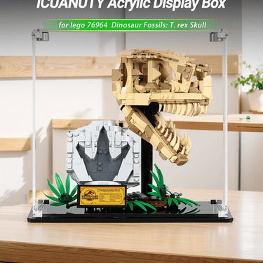 Display Case for Lego Dinosaur Fossils T. rex Skull 76964 - ICUANUTY