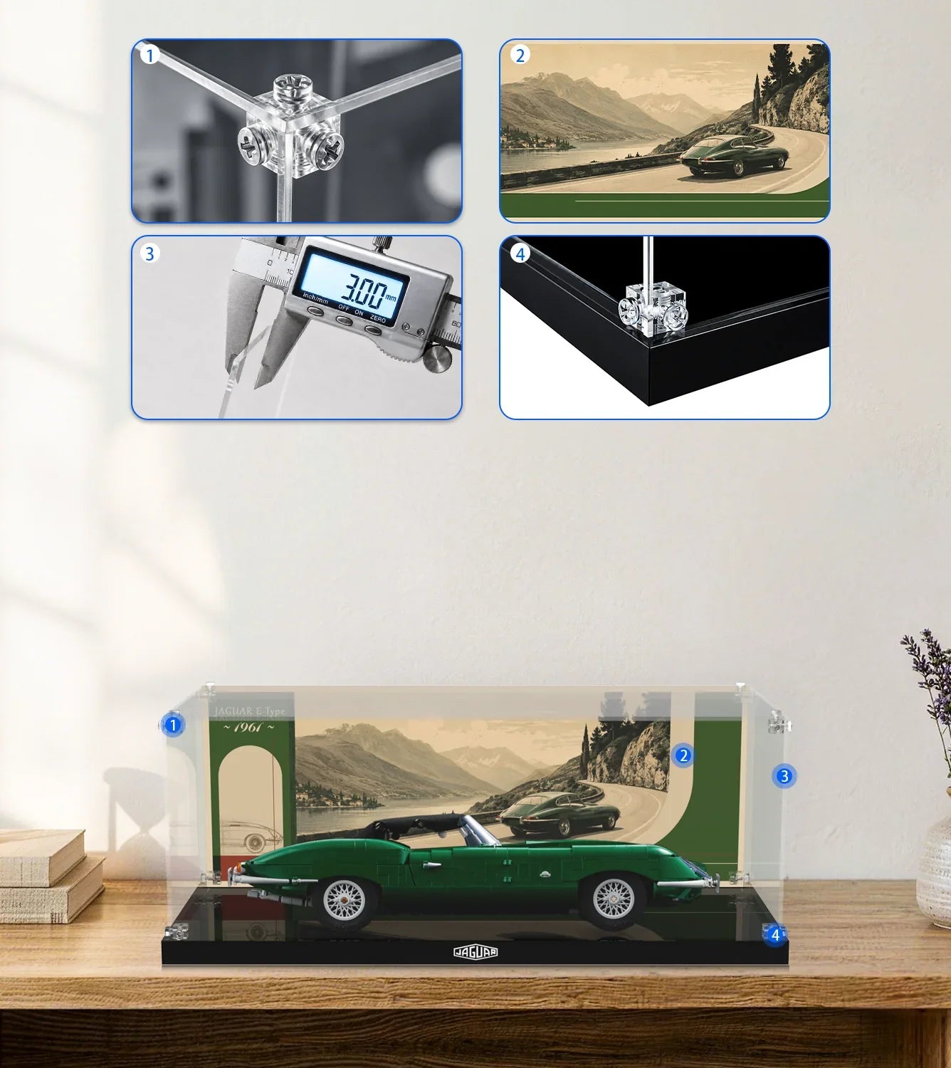 Display case for LEGO® Icons Jaguar E-Type 11381 – ICUANUTY