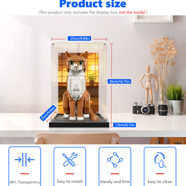 Premium Display Case Compatible with LEGO Ideas Orange Cat 21376