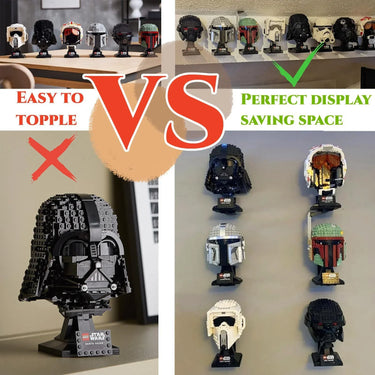 Display Shelf for LEGO Compatible with All Standard Lego Helmets, Boba Fett 75277/Tie Fighter Pilot 75274/Stormtrooper 75276 - ICUANUTY