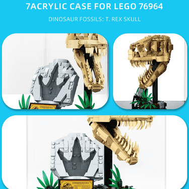 Display Case for Lego Dinosaur Fossils T. rex Skull 76964 - ICUANUTY