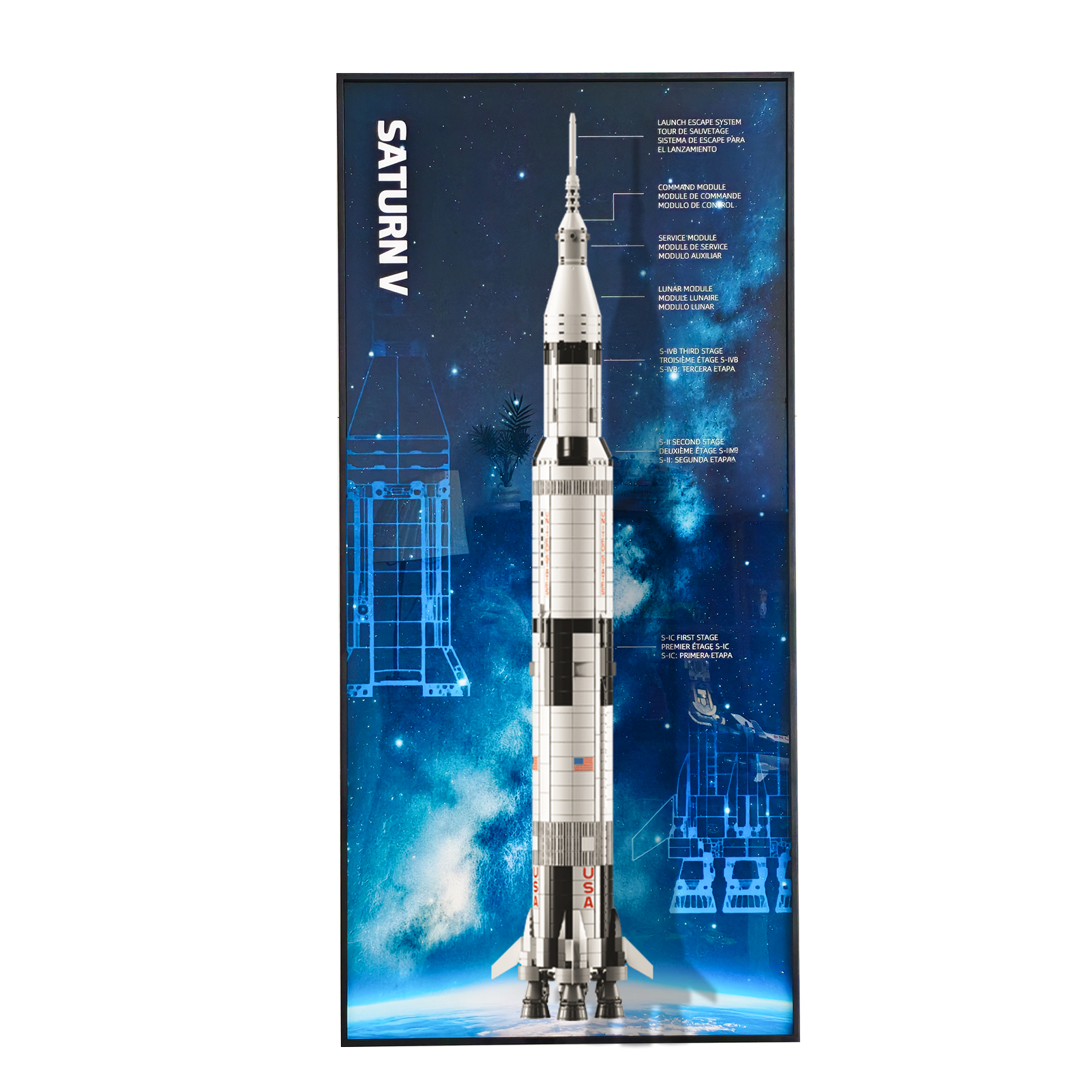 Wall Display Frame for Ideas LEGO® NASA Apollo Saturn V 92176