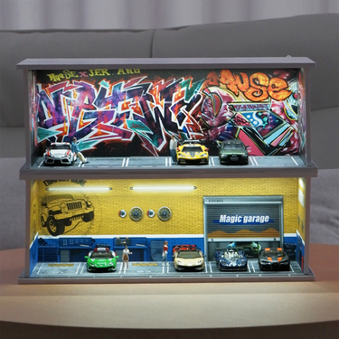 Premium Stackable Garage Diorama Display Case for 1:64 Scale Mini Die‑cast Car Collection