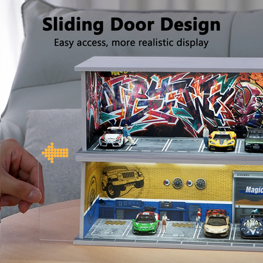Premium Stackable Garage Diorama Display Case for 1:64 Scale Mini Die‑cast Car Collection